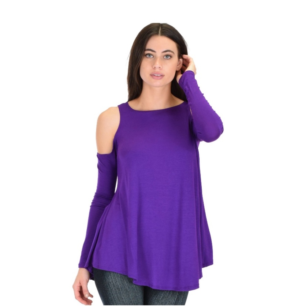 Cold Shoulder Long Sleeve Top Shirt